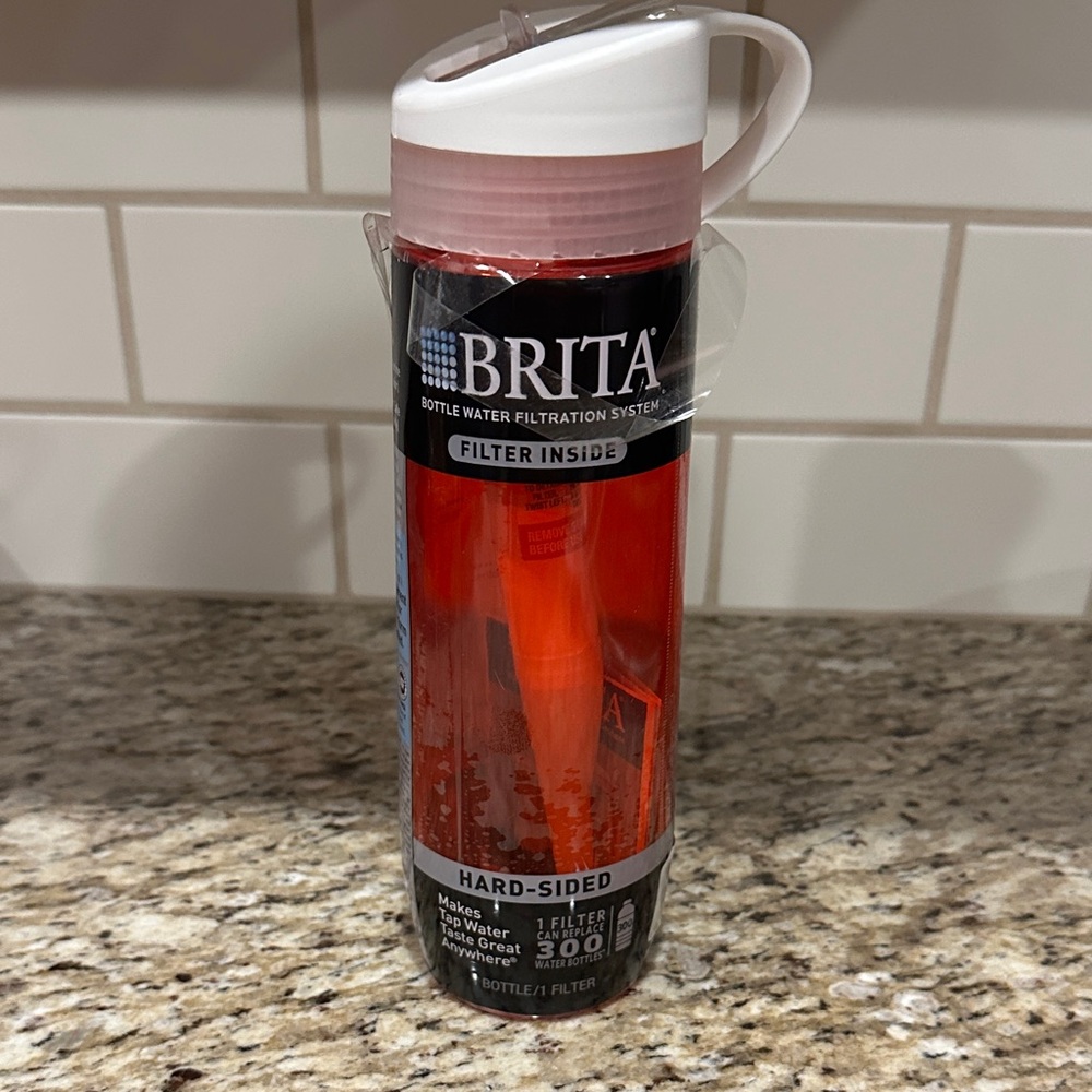 Brita Hard-Sided Red Water Bottle with Filter